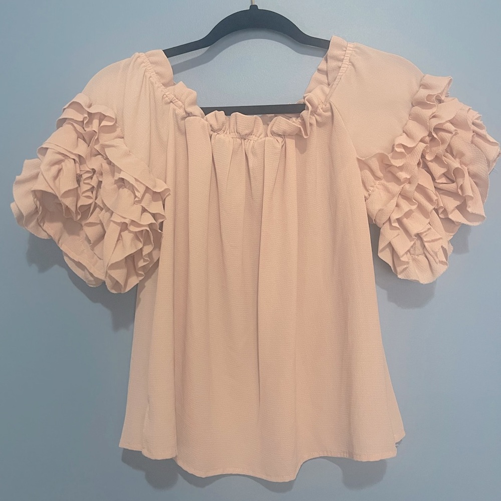 Blush Pink Vince Camuto Ruffle Top